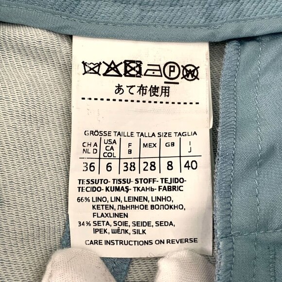 Max Mara Womens Blue Linen Wide-Leg Pants Size 40 Made In Italy - Picture 8 of 8